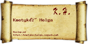 Kmetykó Helga névjegykártya